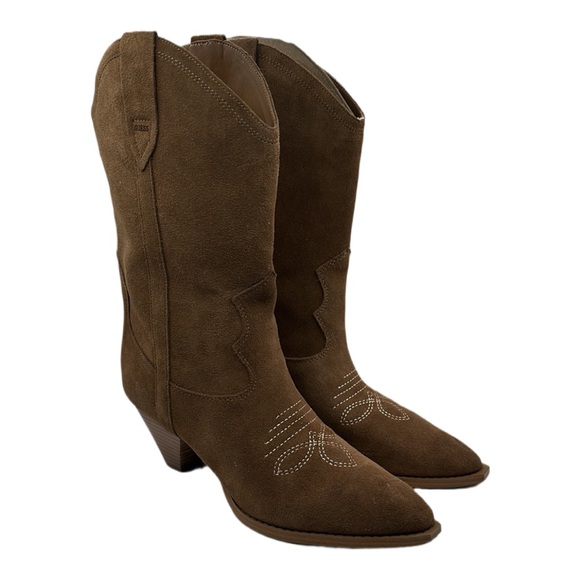 Guess Shoes - Guess Sz 10 Odilia‎ Ankle Boot Suede Brown Heeled Boots Cowgirl Western NEW